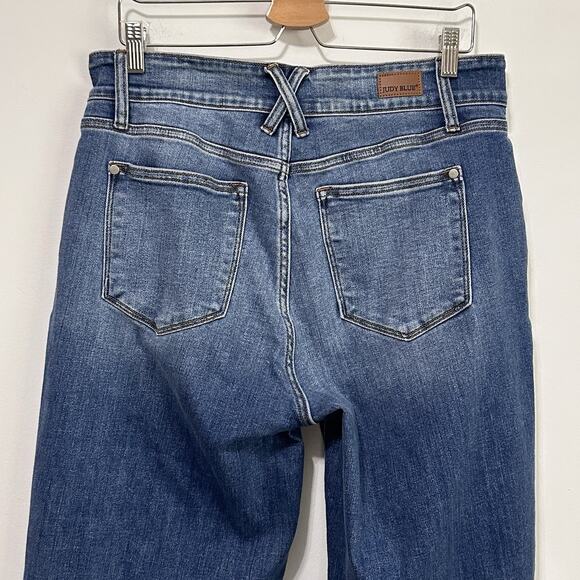 Judy Blue High Rise Wide Leg Jeans 15 / 32 x 32 Blue Stretch Casual Double Buttn - Picture 6 of 10